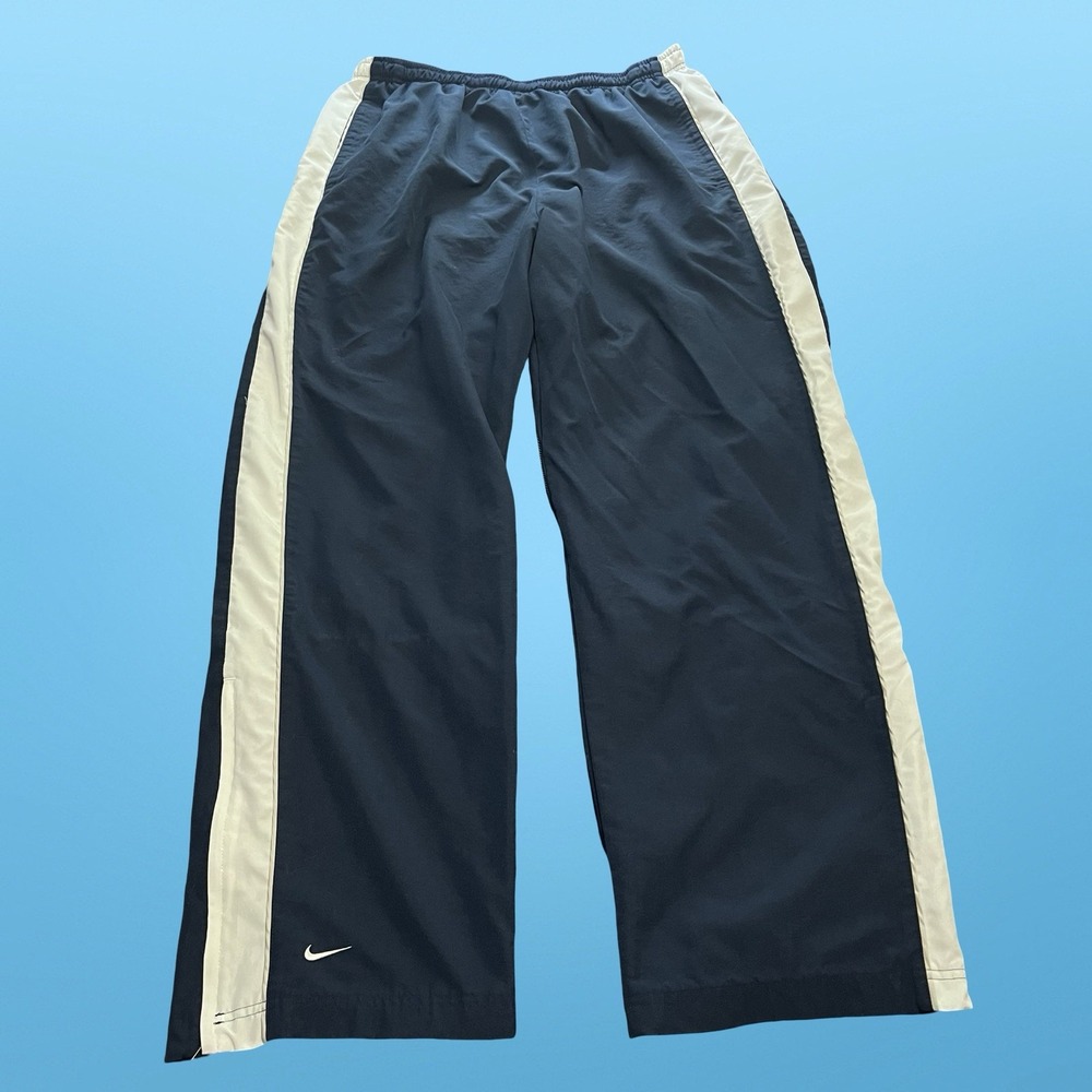 Y2K Nike Men's XL Navy/White 2pc Tracksuit Full Zip Jacket Pants Pockets - Picture 7 of 9